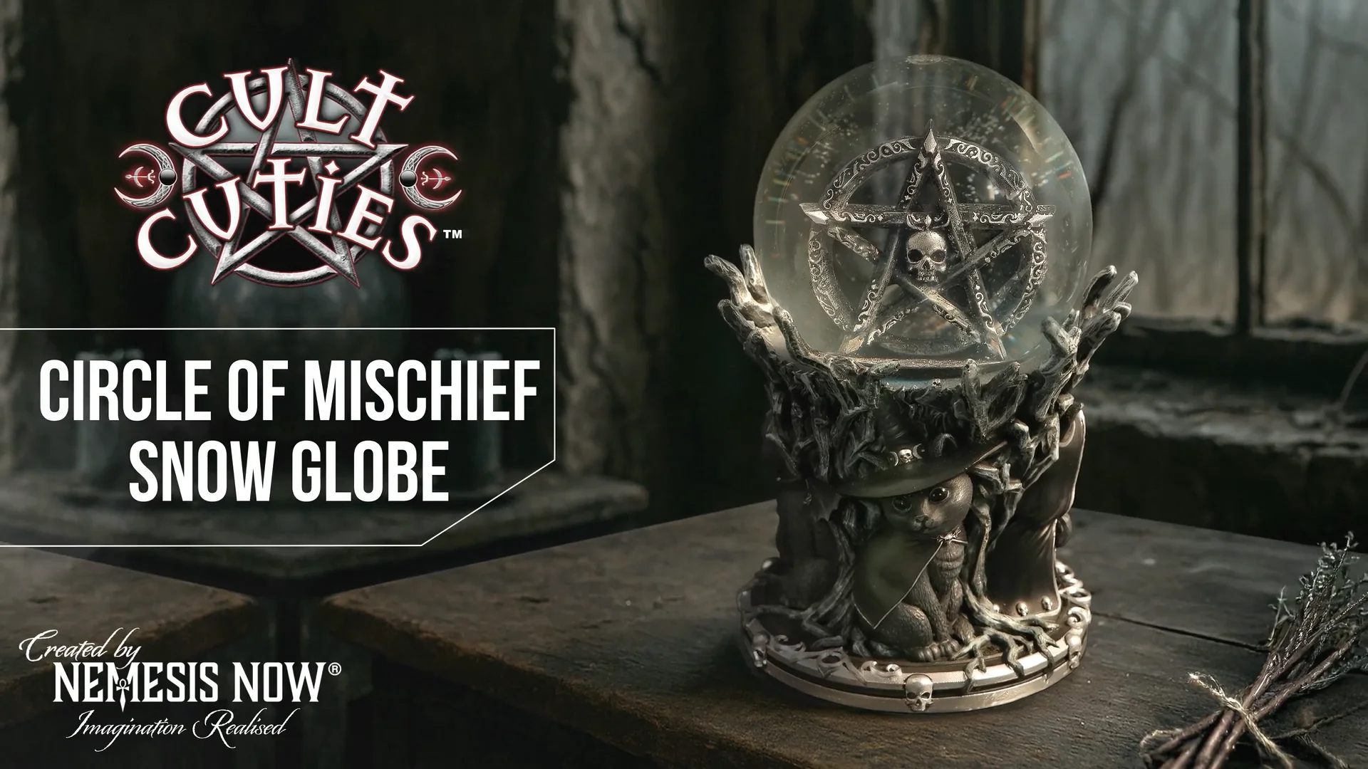 Cult Cuties Circle of Mischief Snow Globe 18cm