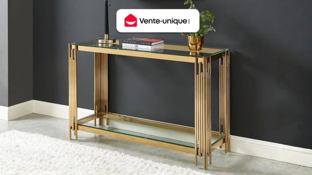 Console Italienne Vintage En Verre Et Laiton – Meuble D'appoint Années 50/60, Bonne Condition