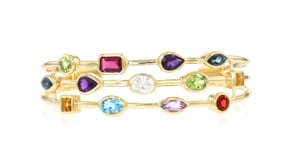 7.10 ct. t.w. Multi-Gemstone and .75 Carat Lab-Grown Diamond Cuff Bracelet in 18kt Gold Over Sterling