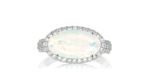 Opal and .58 ct. t.w. Lab-Grown Diamond Ring in Platinum