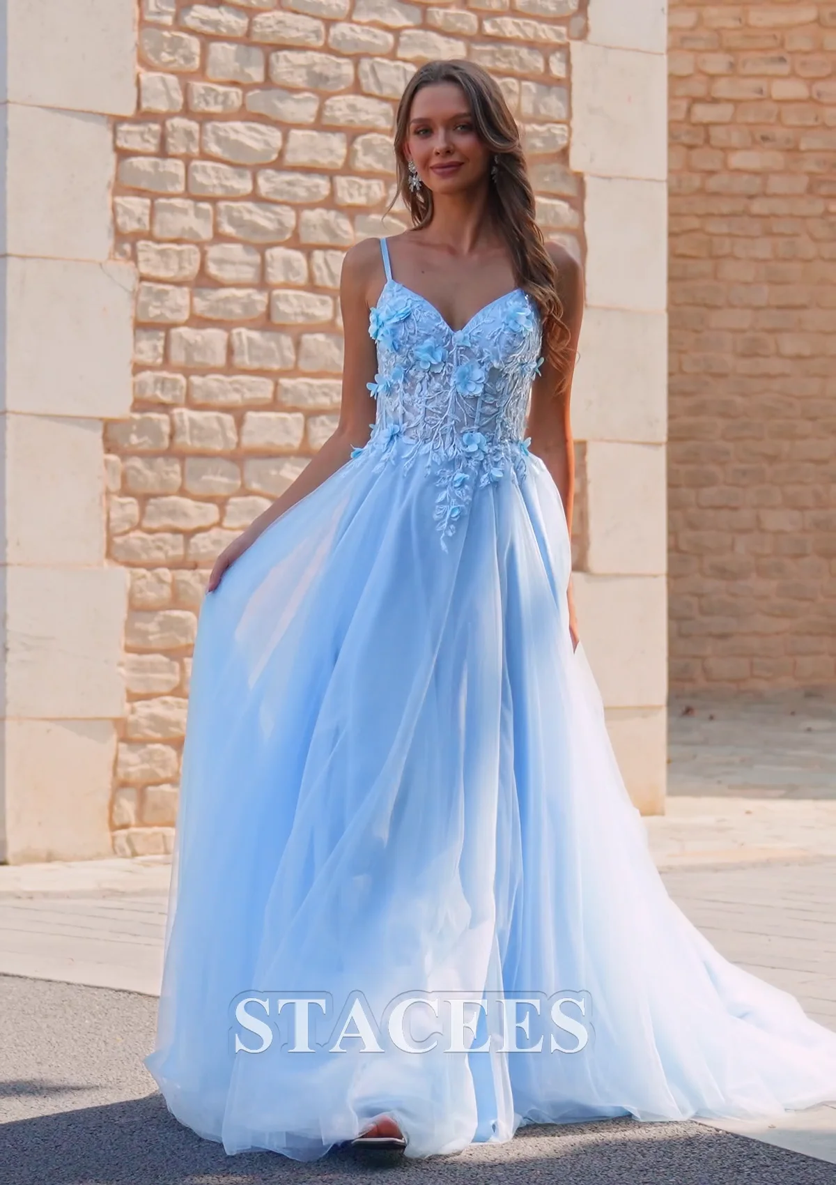 ballet style prom dress Long A-Line Prom Dress with Sheer Embroidered Bodice Mint / Small