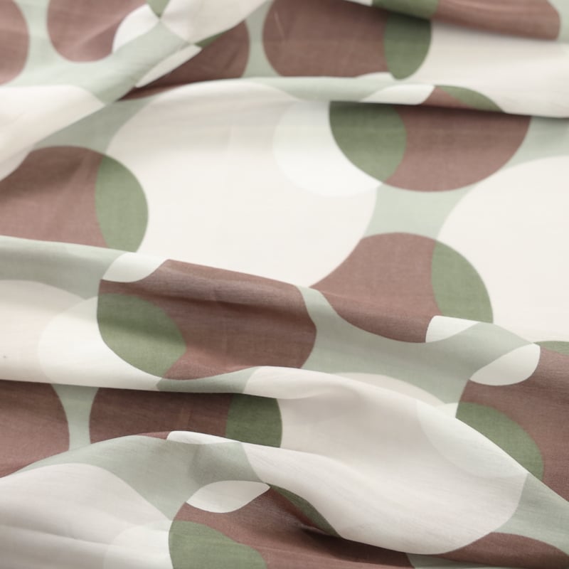 Vidéo: Voile soie & coton - Cercles verts et taupe