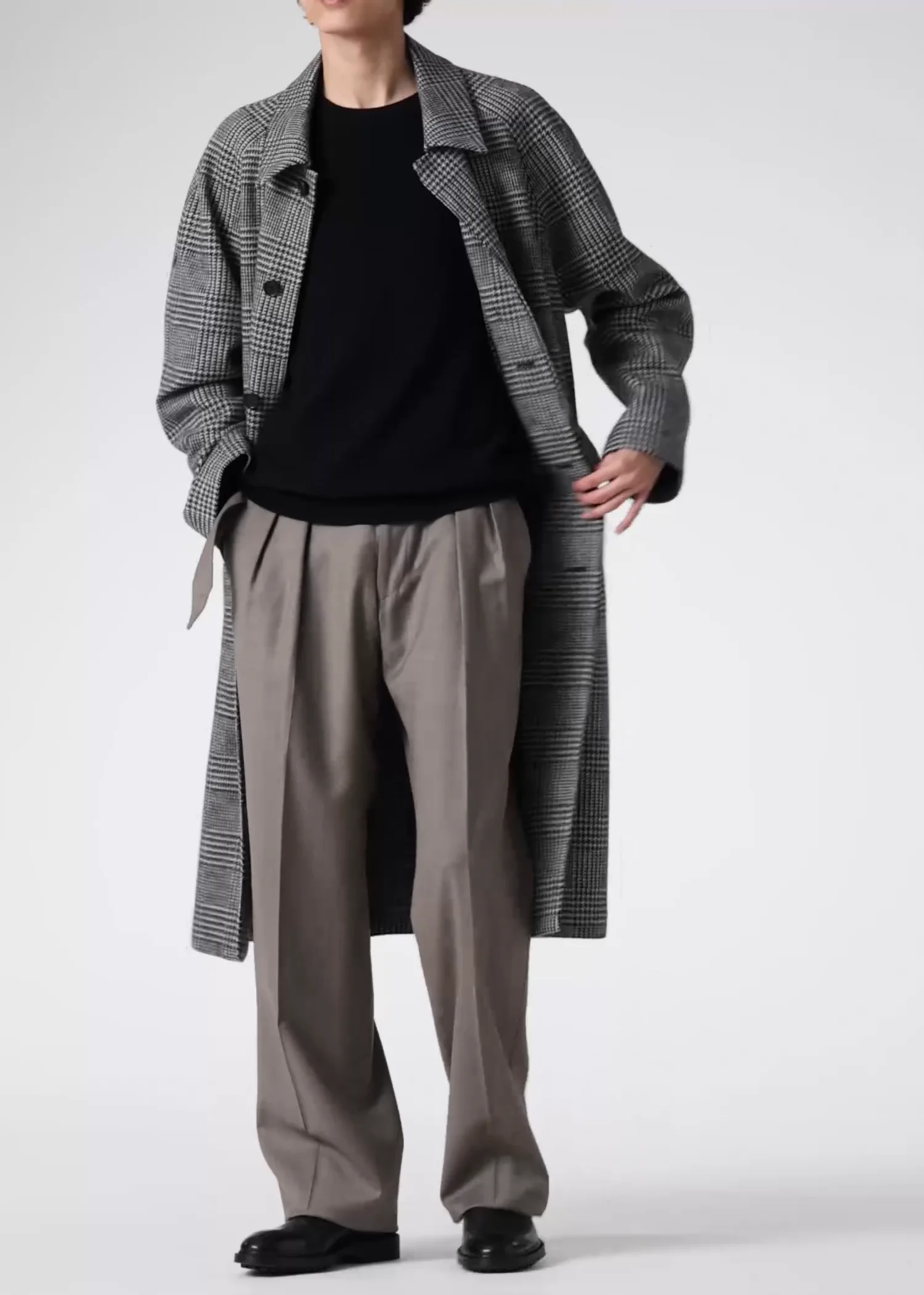 ウールニット グレンチェック ステンカラーコート ｜ポール・スミス