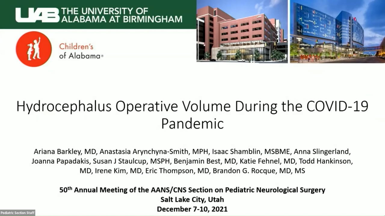 Hydrocephalus Operative Volume During the COVID-19 Pandemic