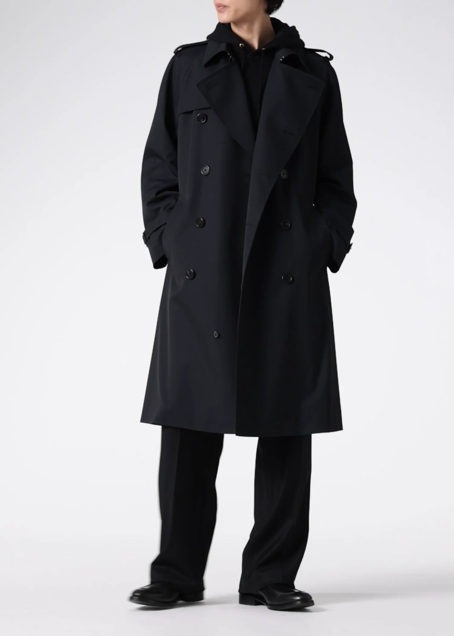 ウールブレンド ヘリテージ ダブルトレンチコート（ネイビー