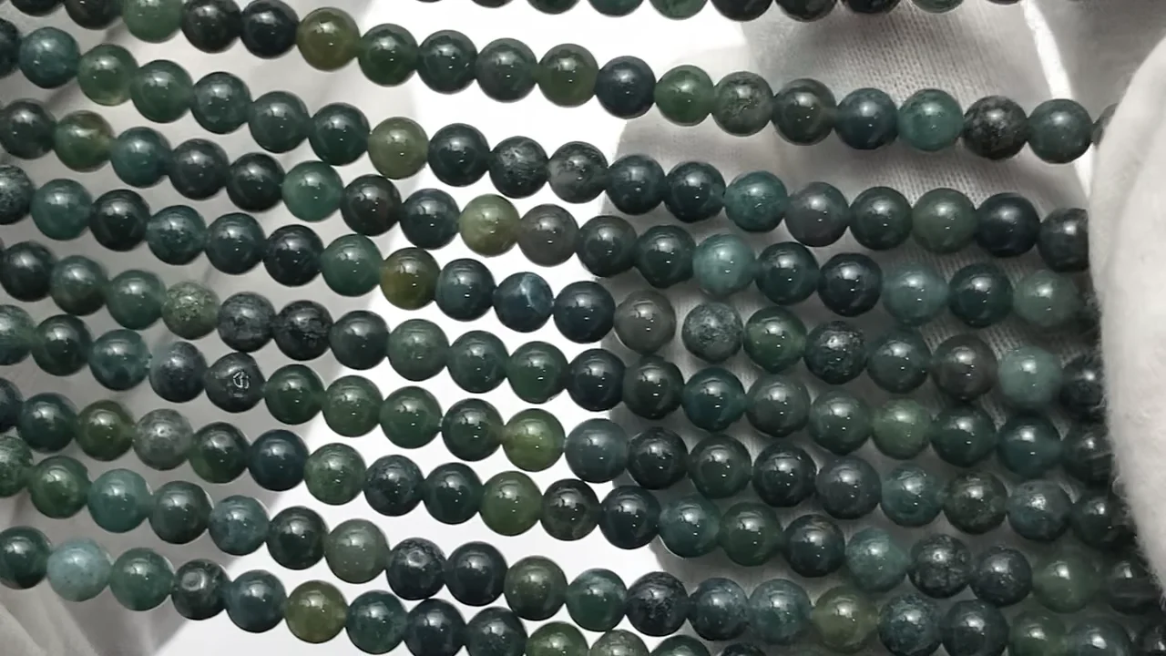 モスアゲート ラウンド4mm 1連｜天然石ビーズの卸問屋・通販ケンケン