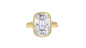 10.00 Carat Cushion-Cut CZ Ring in 18kt Gold Over Sterling
