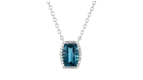 2.00 Carat London Blue Topaz Necklace with .10 ct. t.w. White Topaz in Sterling Silver