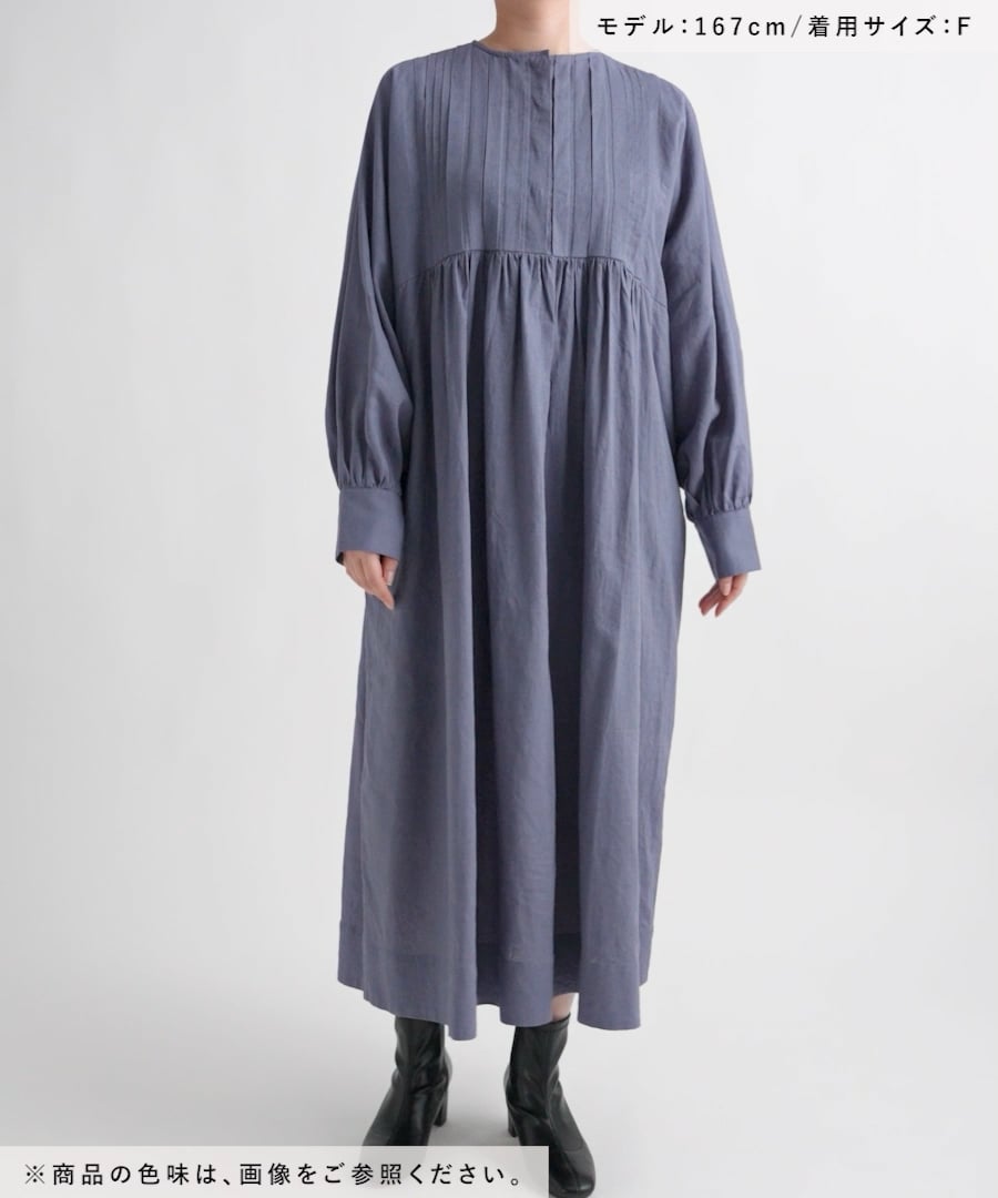 先行予約/natural by clip》LRピンタックワンピース[プチサイズあり