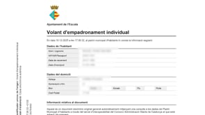 A partir d'ara es pot obtenir el Volant d'Empadronament des del web municipal