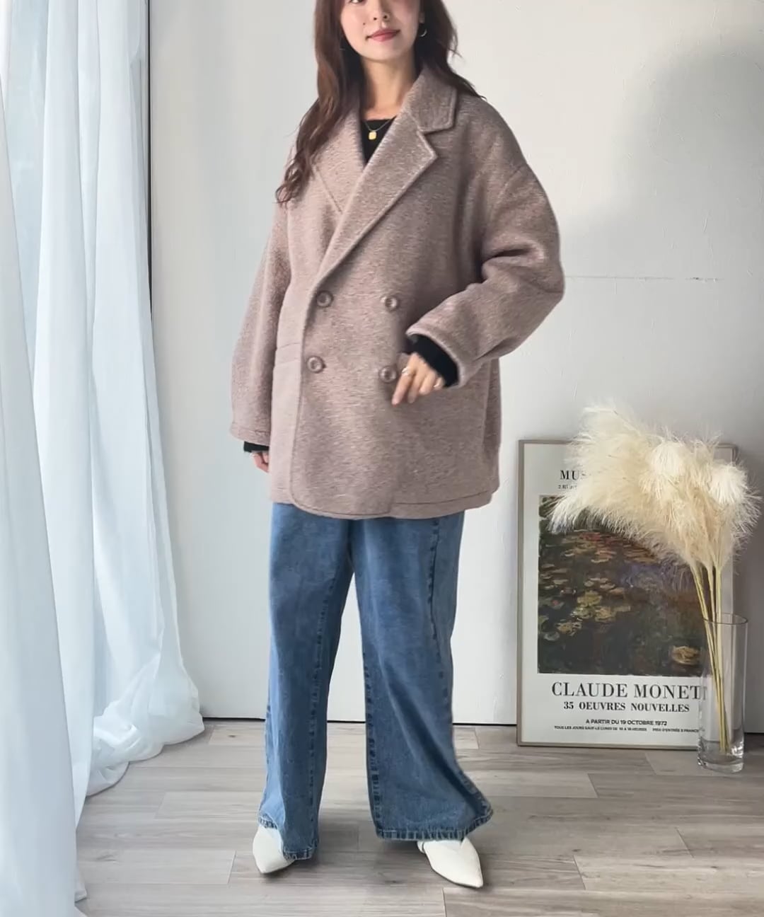 大人の余裕、羽織るだけで美しく。フェイクウールPコートce1010458