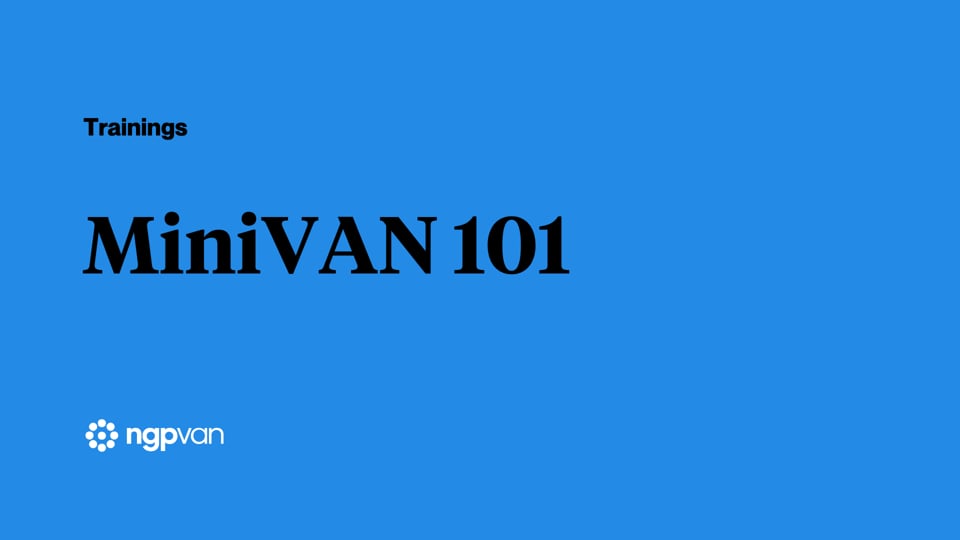 MiniVAN 101