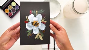 Black, White & Gold - White Sparkling Flower - Bonus