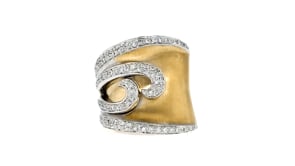 C. 1980 Vintage Sonia B. .80 ct. t.w. Diamond Swirl Ring in 14kt Two-Tone Gold