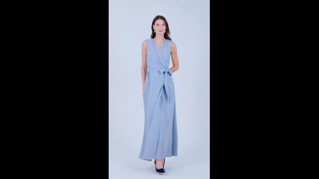 Vestido em Crepe Azul Mônica