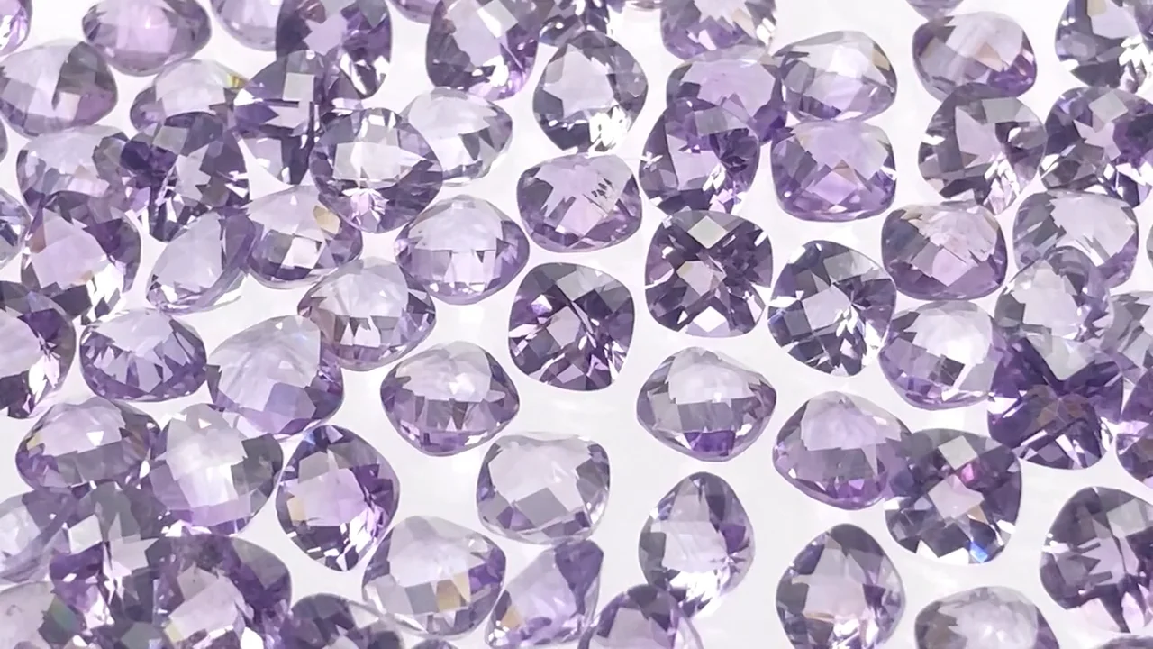 動画】宝石質アメジストAAA ルース スクエアファセットカット5×5mm 10