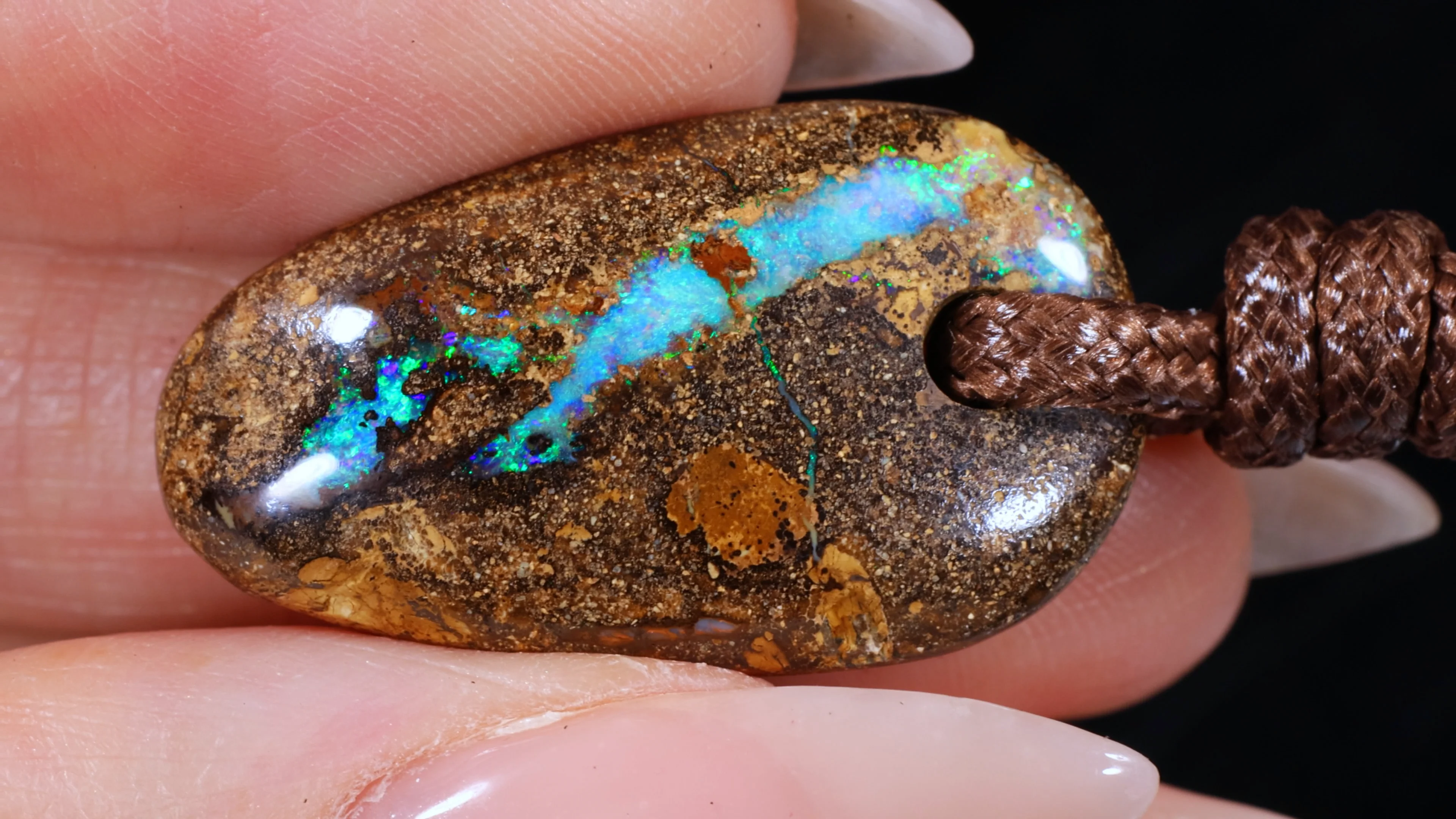 Wood Fossil Boulder Opal Pendant 25ct | Opal Galaxy
