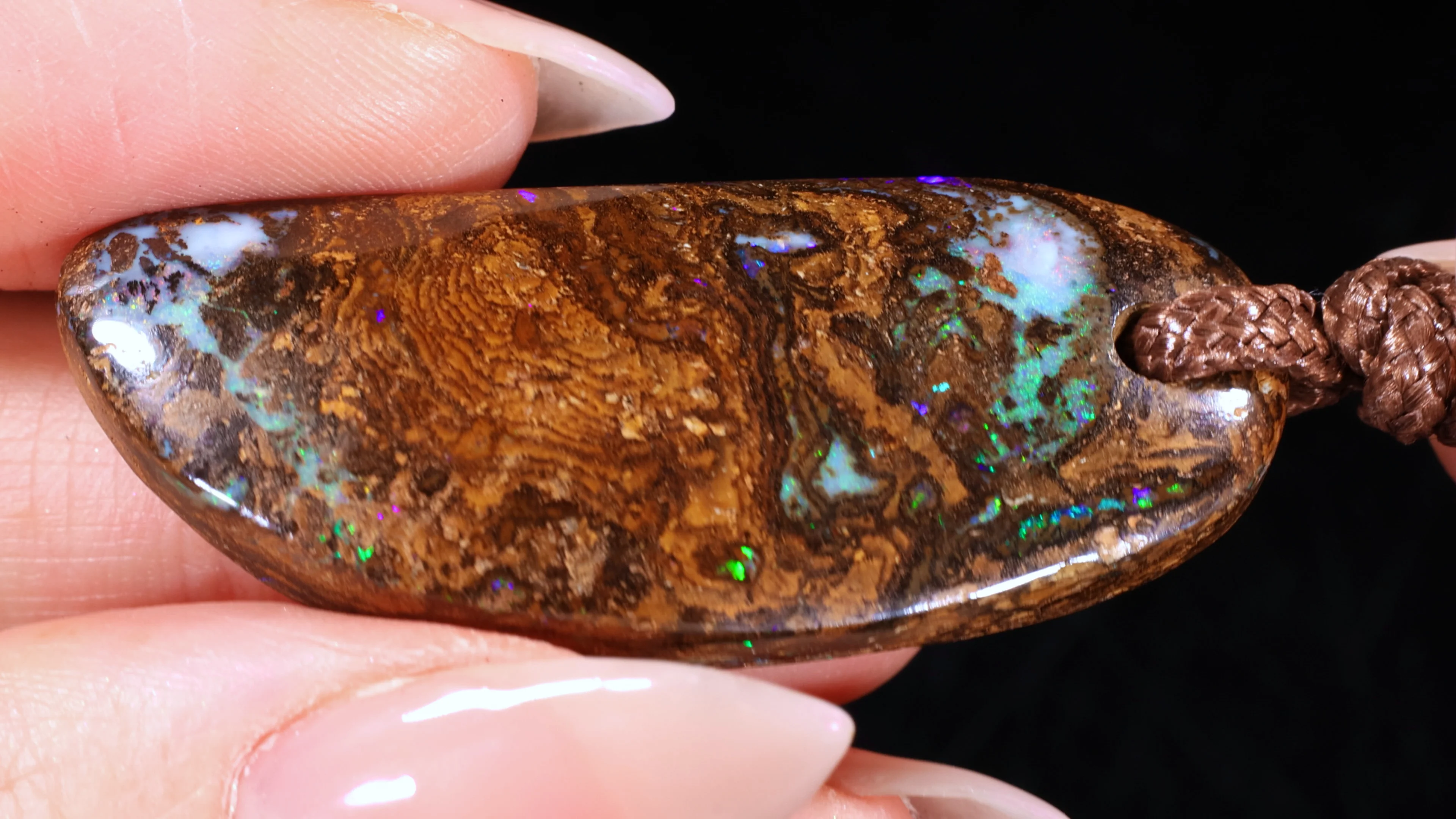 Wood Fossil Boulder Opal Pendant 58ct | Opal Galaxy