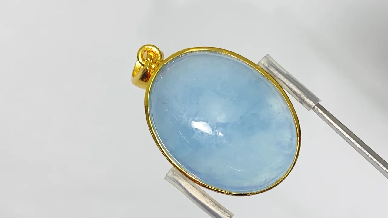 動画】【1点もの】アクアマリンAA++ ペンダントトップ 18KGP製 NO.12