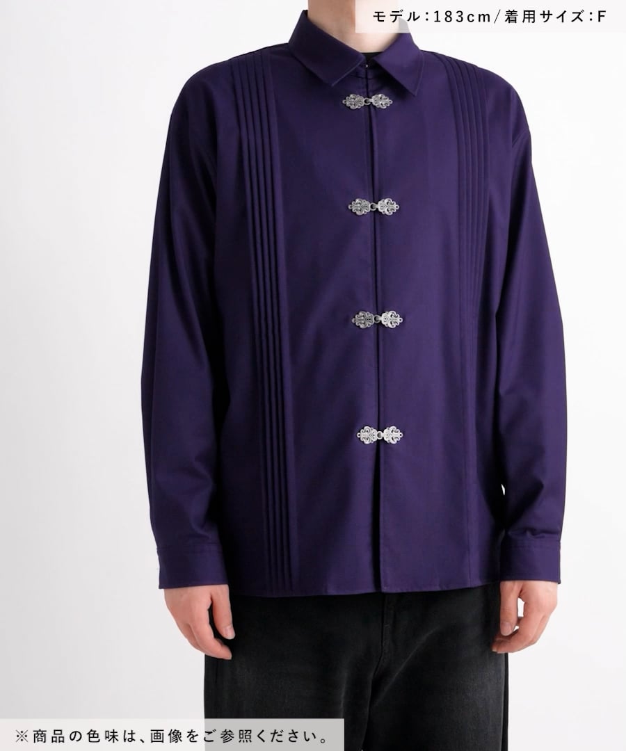 WEB先行予約 SET UP対応】YOSEメタルボタンプリーツシャツ | [公式