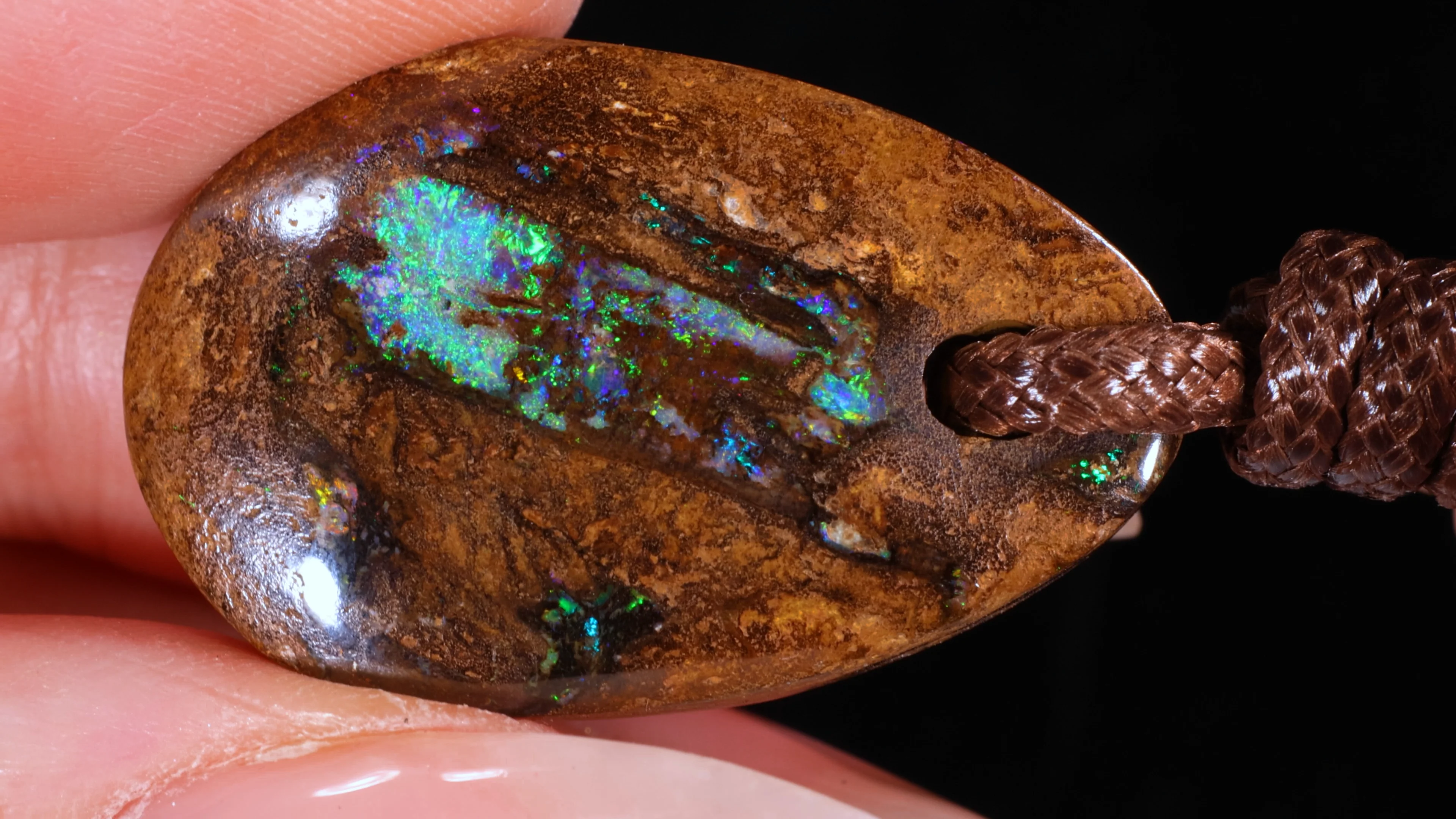 Wood Fossil Boulder Opal Pendant 35ct | Opal Galaxy
