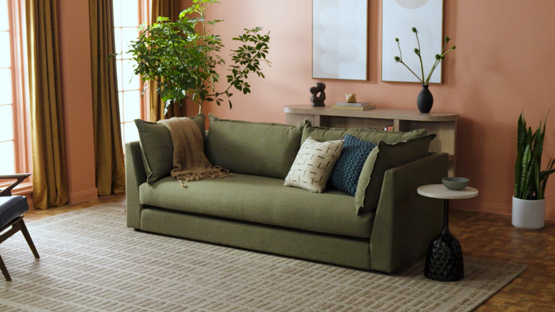 Joybird, Wilder Sofa Bed in Leuven Olive, Web