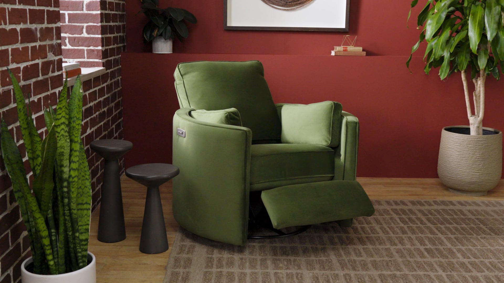 Joybird - Corey Swivel Chair in Faithful Olive, Web