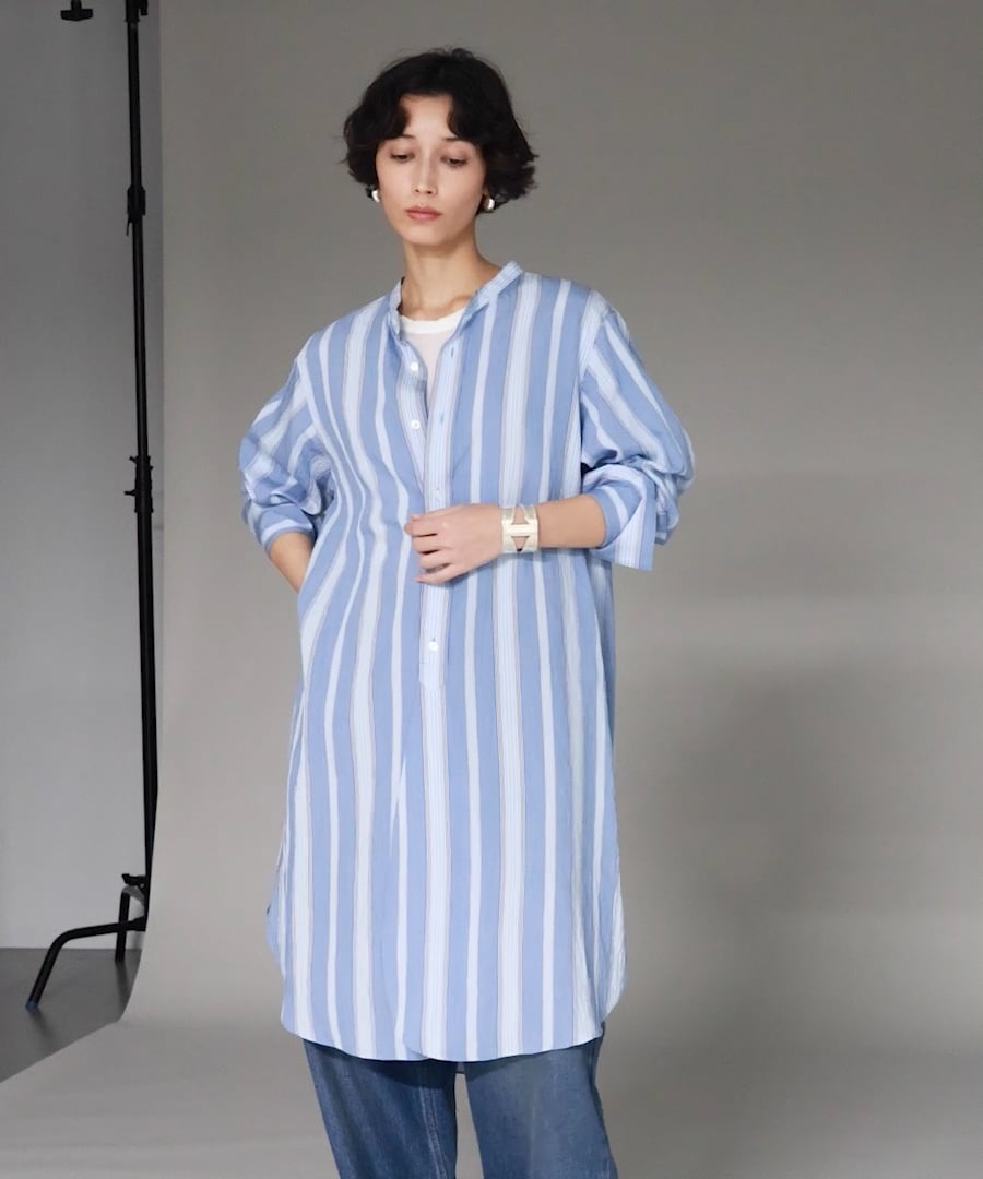 先行予約】ストライプバンドカラーロングシャツ | [公式]カレン