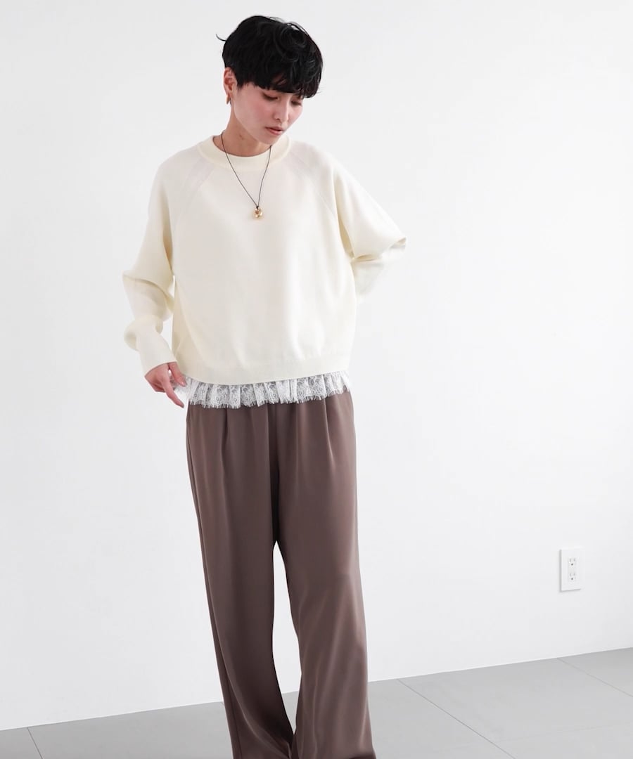 ★新品★バンヤードストーム   布帛ドッキングニット　オフホワイト White Label布帛ドッキングニット | ゴールデンベアストア