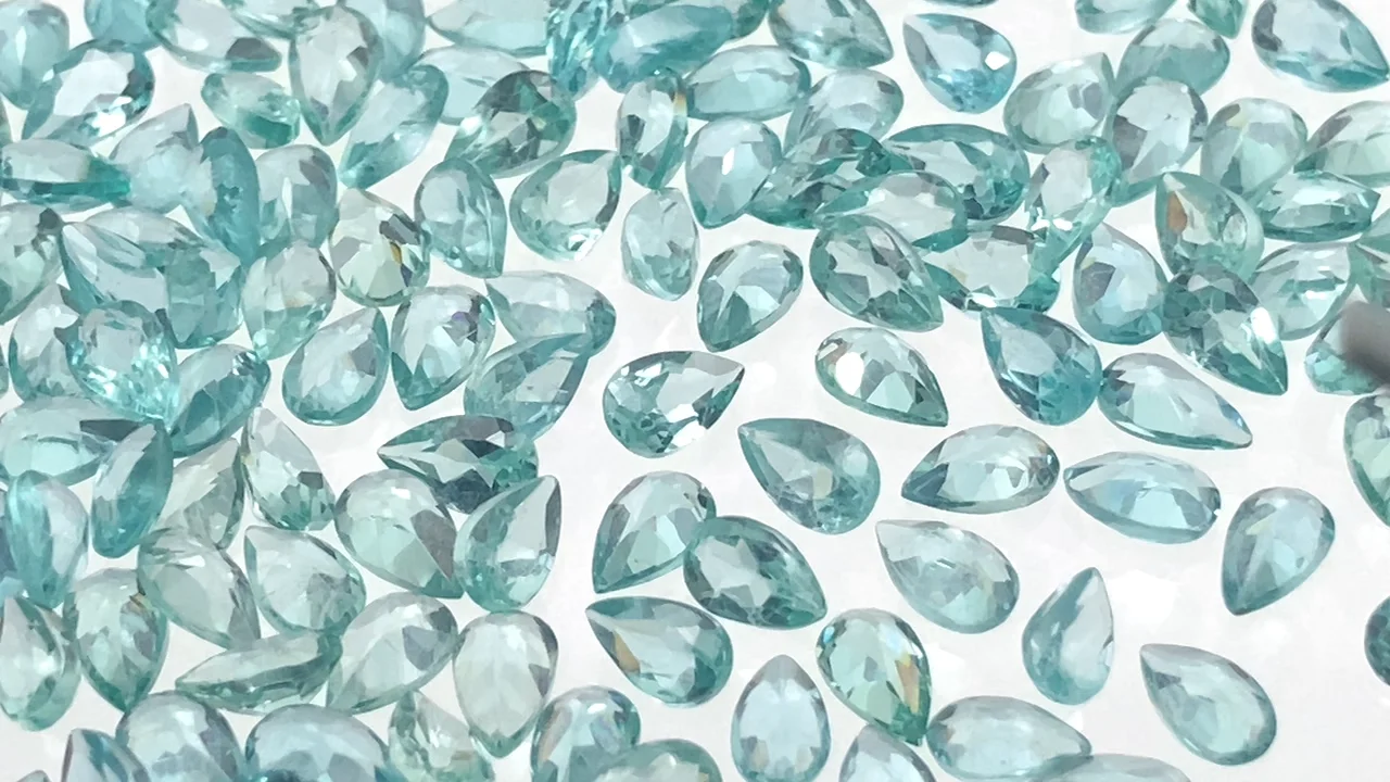 動画】宝石質アパタイトAAA- ルース ペアシェイプファセットカット5