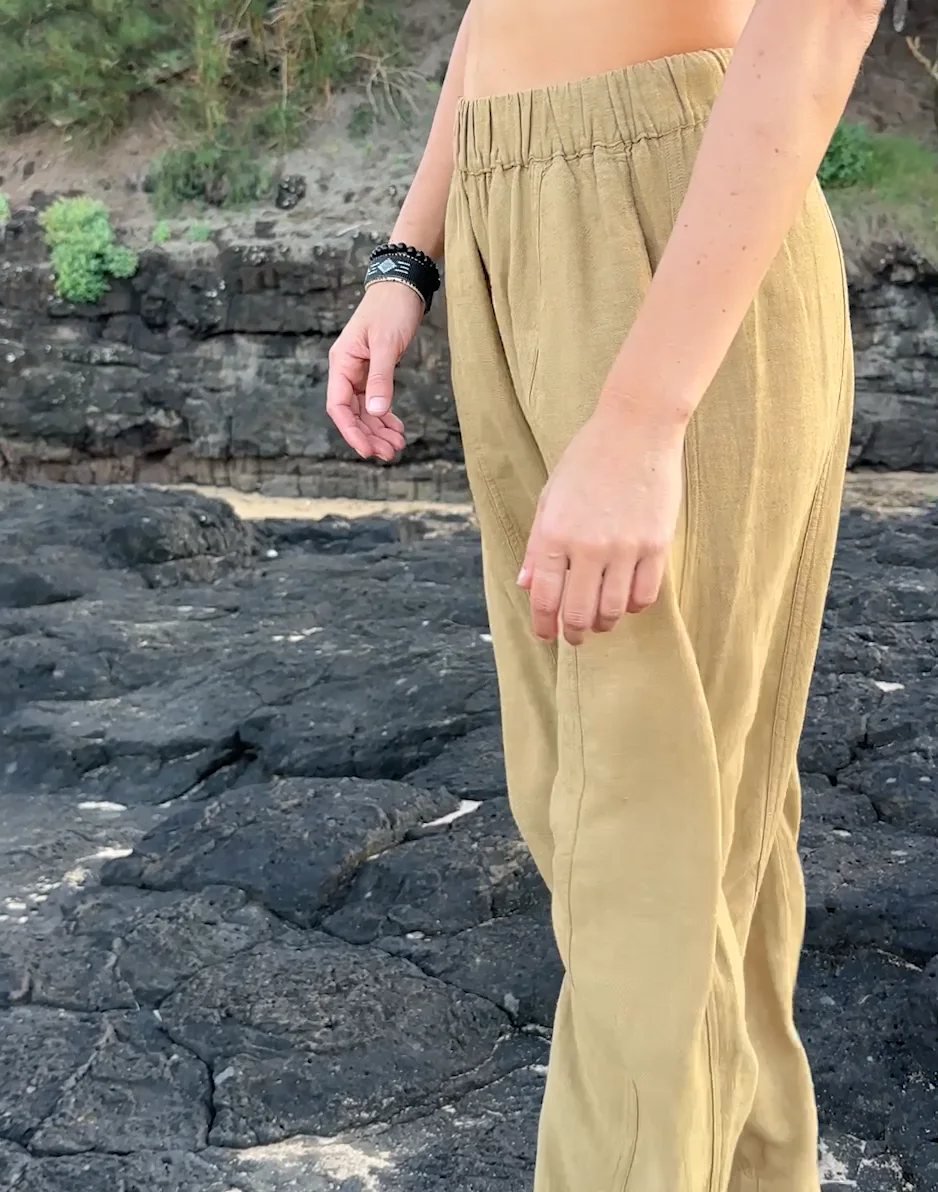 Freya Linen Pant: Golden Chambray