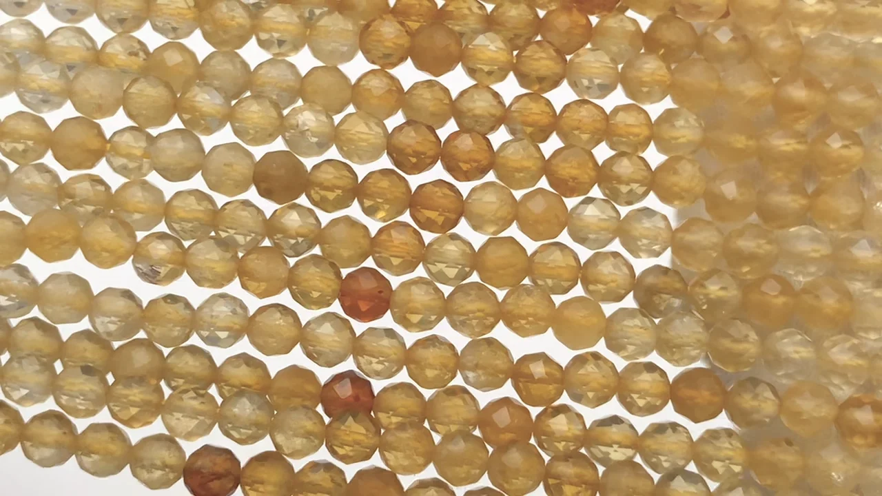 動画】【素晴らしい輝き】シトリンAA++ ラウンドカット3mm 1連(約36cm