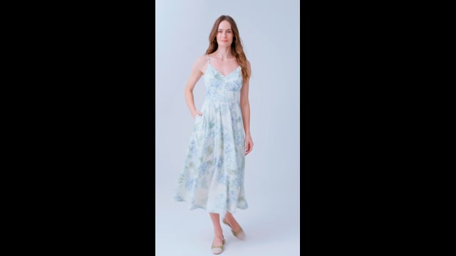 Vestido Corset em Linho Estampado Hortênsia