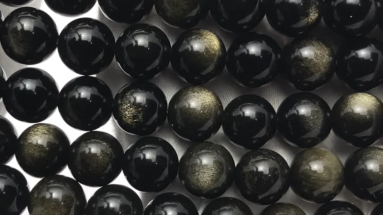 ゴールデンオブシディアン（産地・メキシコ） ラウンド10mm 1連