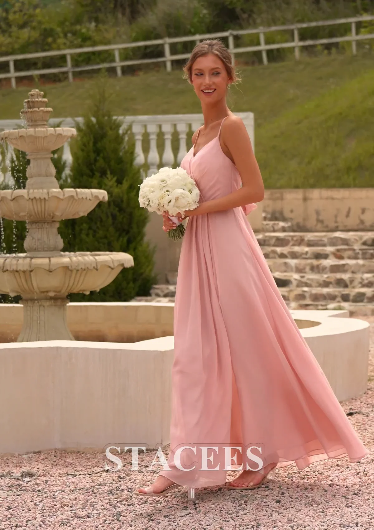 strapless open back dress Onion Pink Off Shoulder Anarkali – Chhavvi Aggarwal main image 0