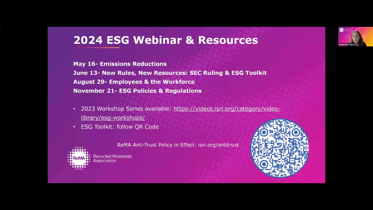 ESG Webinar Series - Emissions Reductions May 2024