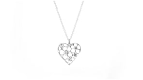 Zina Sterling Silver Flower Cut-Out Heart Pendant Necklace