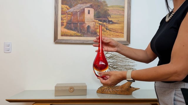 Conjunto 3 Gotas Mini Bicolor Vermelho com Âmbar