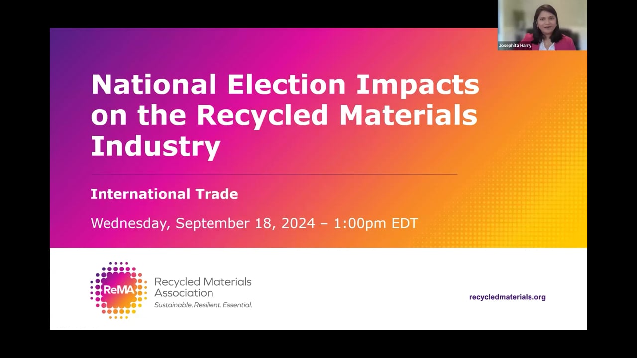 National Election Impacts on the Recycled Materials Industry: International Trade