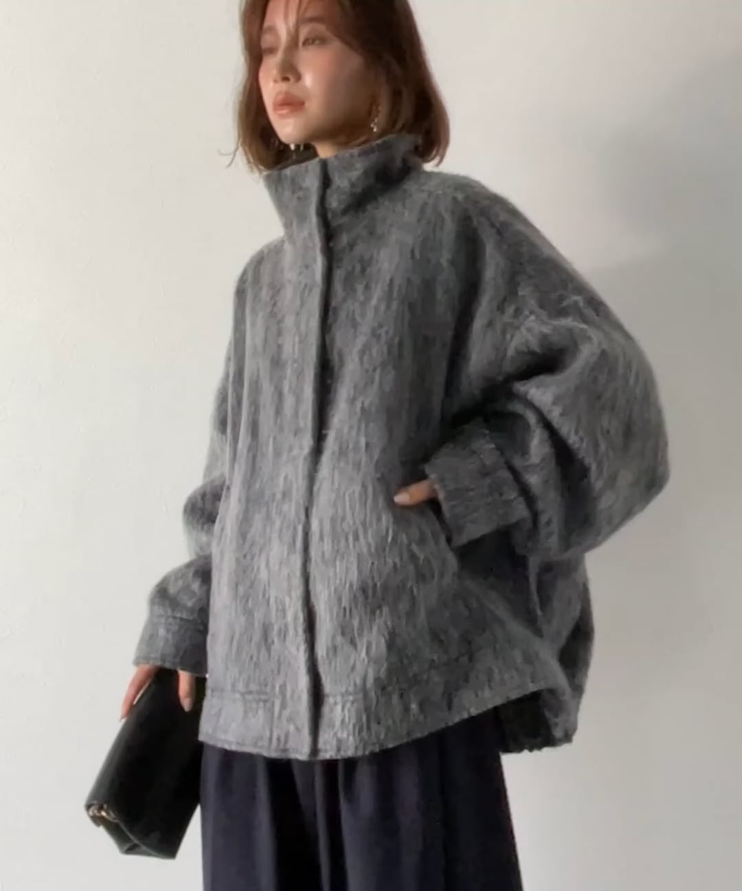 Classical Evon】シャギースタンド比翼デザインブルゾンev1265025