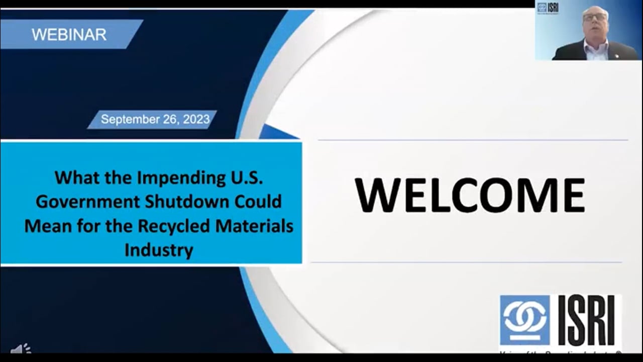 Webinar Alert: What the Impending U.S. Government Shutdown Could Mean for the Recycled Materials Industry