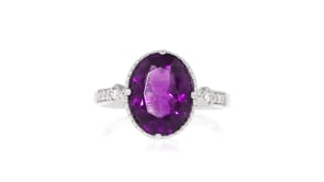 C. 2000 Vintage 3.15 Carat Amethyst Ring with Diamonds in Platinum
