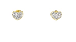 .10 ct. t.w. Diamond Heart Earrings in 18kt Gold Over Sterling