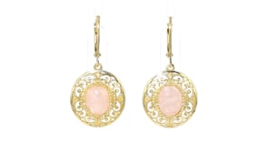 7.00 ct. t.w. Morganite Scroll Drop Earrings in 18kt Gold Over Sterling