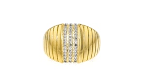 .20 ct. t.w. Diamond Ribbed Ring in 18kt Gold Over Sterling