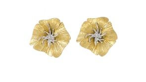 Italian Sterling Silver and 18kt Gold Over Sterling Flower Earrings