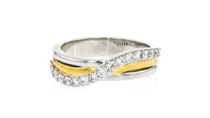 .50 ct. t.w. Lab-Grown Diamond Wave Ring in Sterling Silver and 18kt Gold Over Sterling