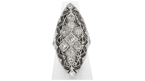 C. 1935 Vintage 1.87 ct. t.w. Diamond Navette Ring in 14kt White Gold