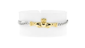 Sterling Silver and 18kt Gold Over Sterling Claddagh Cuban-Link Bracelet