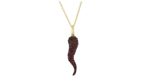 .50 ct. t.w. Garnet Italian Horn Pendant Necklace in 18kt Gold Over Sterling
